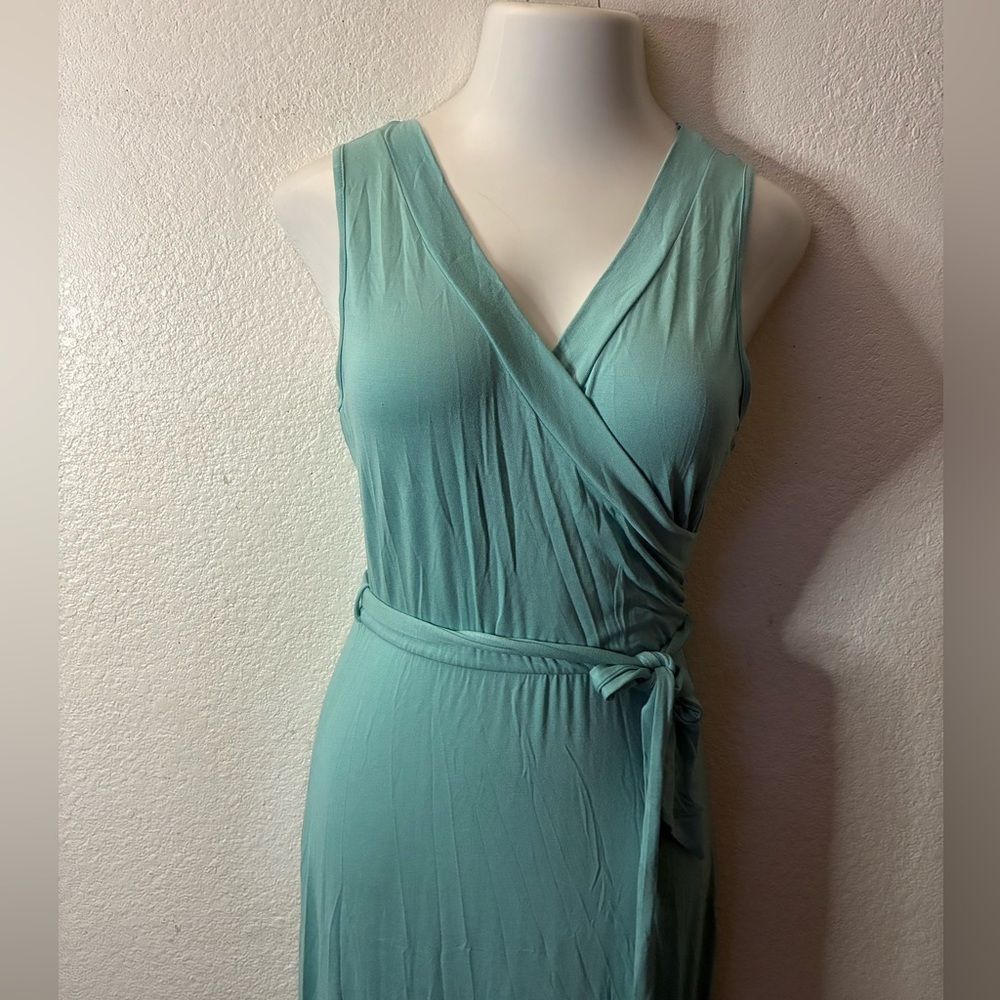 🆕7th Ray Sleeveless Belted Maxi In Nile Blue Gown with Ruffled Tiered Dress M🆕 - Picture 4 of 10